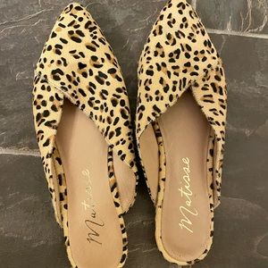 Matisse real cowhide leopard print mules